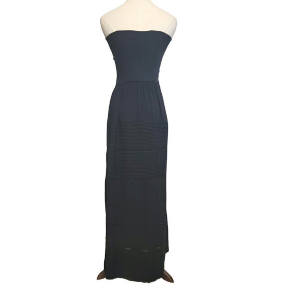 Theory Strapless Sleeveless Tiered Eyelet Black Long Maxi Dress Size S - Picture 8 of 14